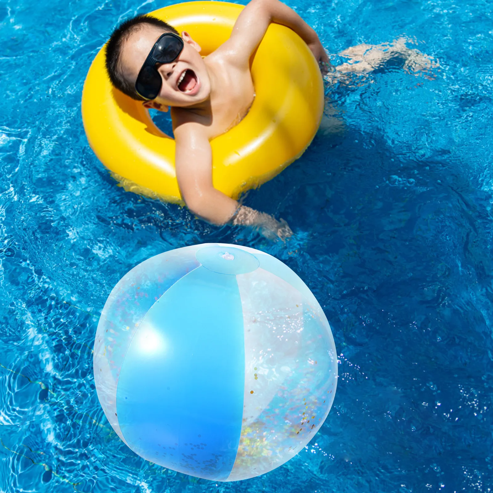 3-個のグリッターインフレータブルビーチボール-pvc-大型スパンコール紙吹雪夏のプールパーティービーチゲーム装飾ボール