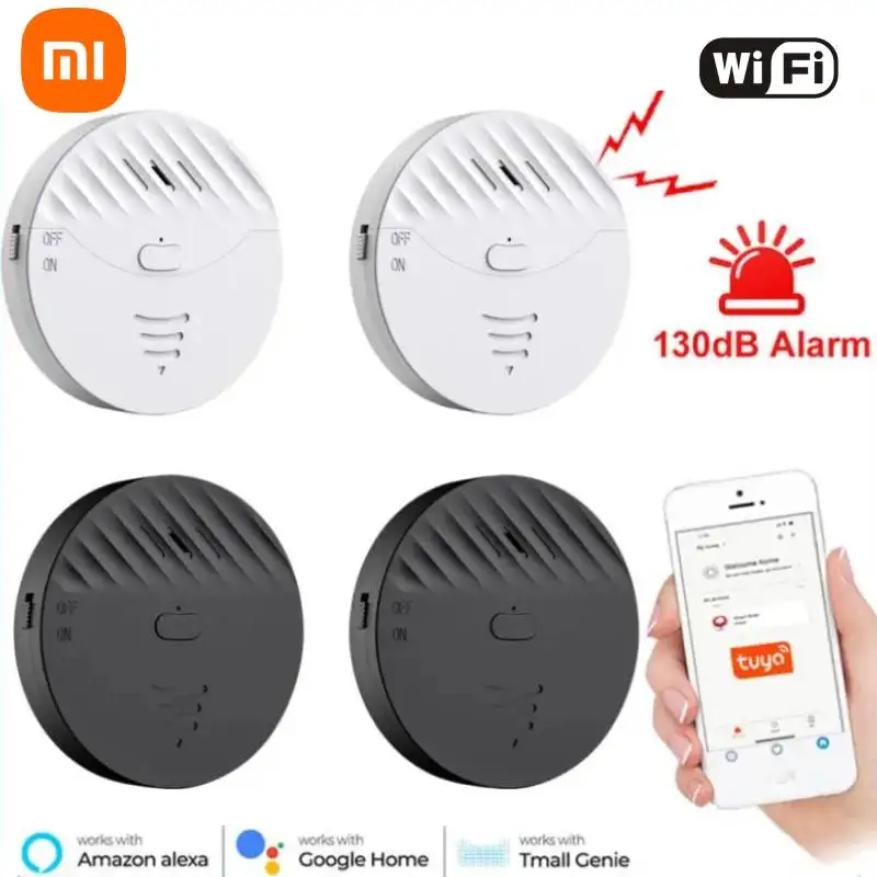 Xiaomi-alarma con Sensor de vibración para el hogar, dispositivo de seguridad con WiFi, funciona con Smart Life, Tuya, 130dB