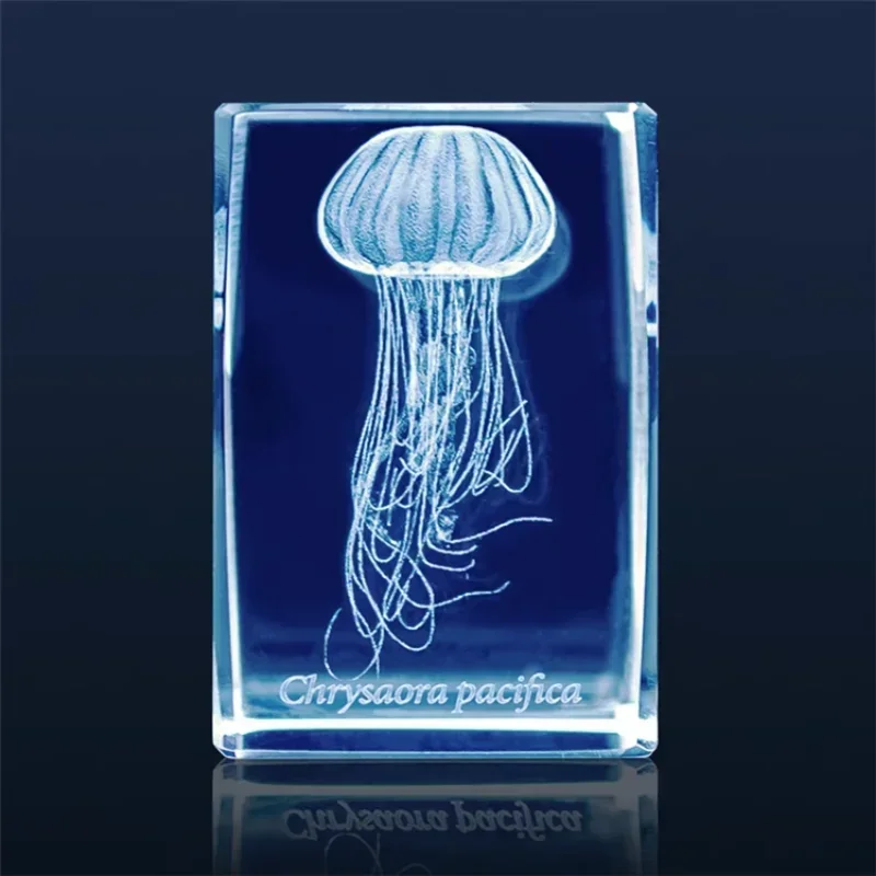 Jellyfish 3D Original Gashapon Crystal Cuboid Rocks Fish Tank Aquarium Figure Cute Jell Yfish Capsule Toys Anime Doll Decor 4cm