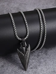 Norse Mythology Celtic Weapons Spear Head Pendant Ancient Silver color Necklace for Men Retro Punk Hip Hop Trend Jewelry