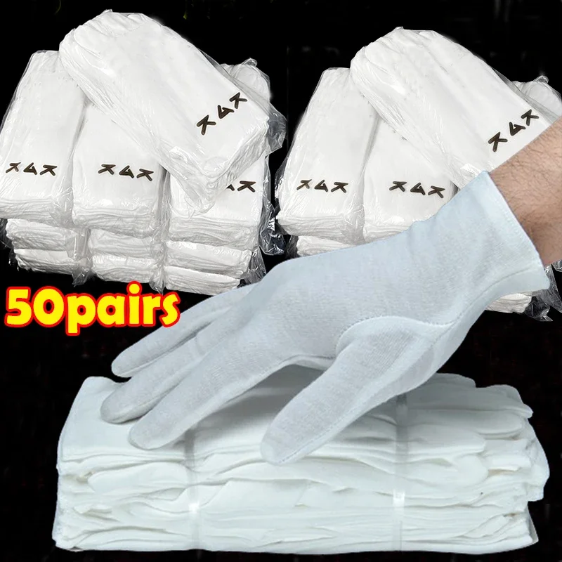 White Cotton Work Gloves for Dry Hands Handling Film SPA Gloves Ceremonial High Stretch Gloves Household Clean Tool Wholesale