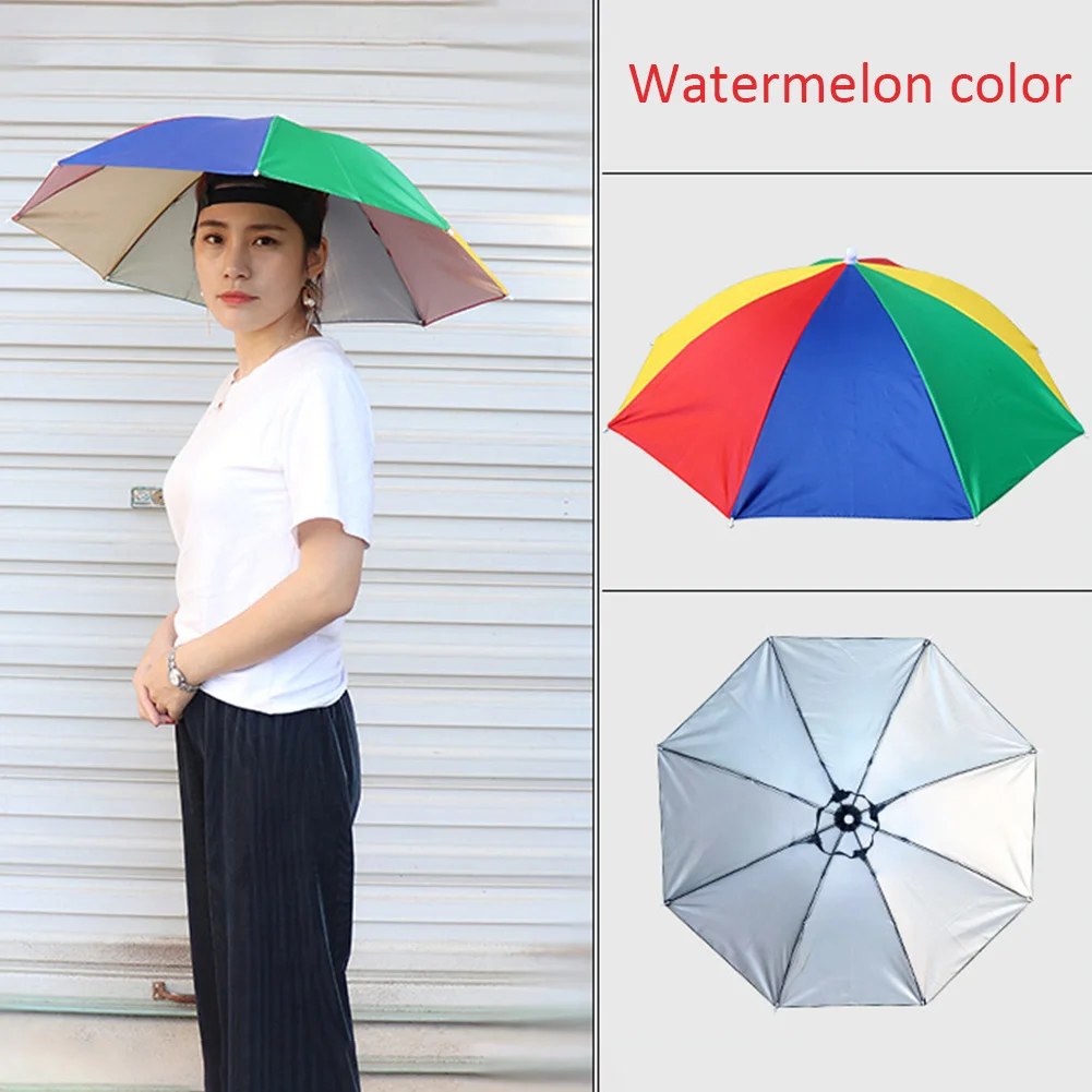 Outdoor Foldable Head Umbrella Hat Anti-Rain Anti-Sun Headwear Sun Cap Fishing Golf Cycling Hiking Camping Shade Umbrella Hat