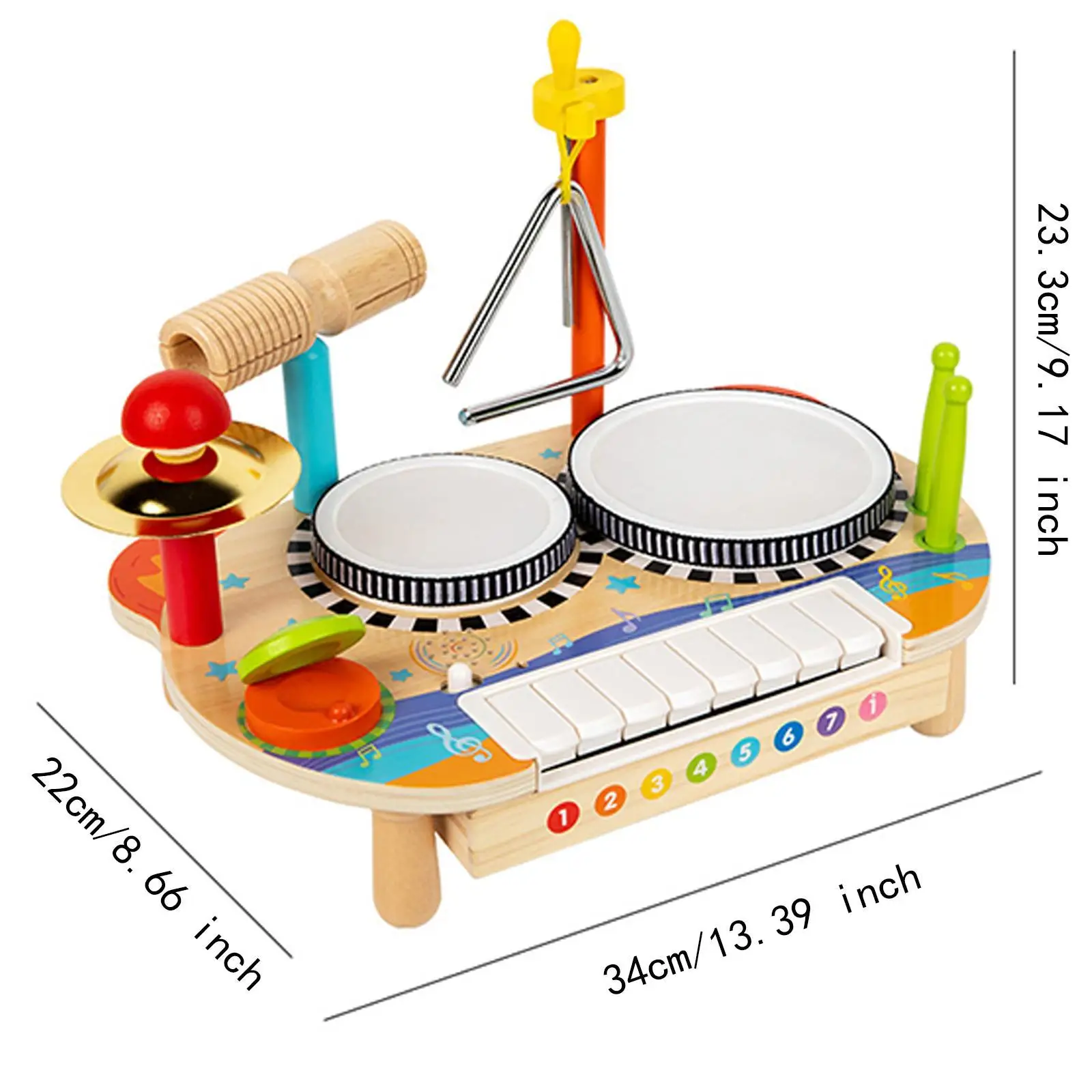 Kids Drum Set Sensory Toy Creativity Coordination Preschool Musical Instrument