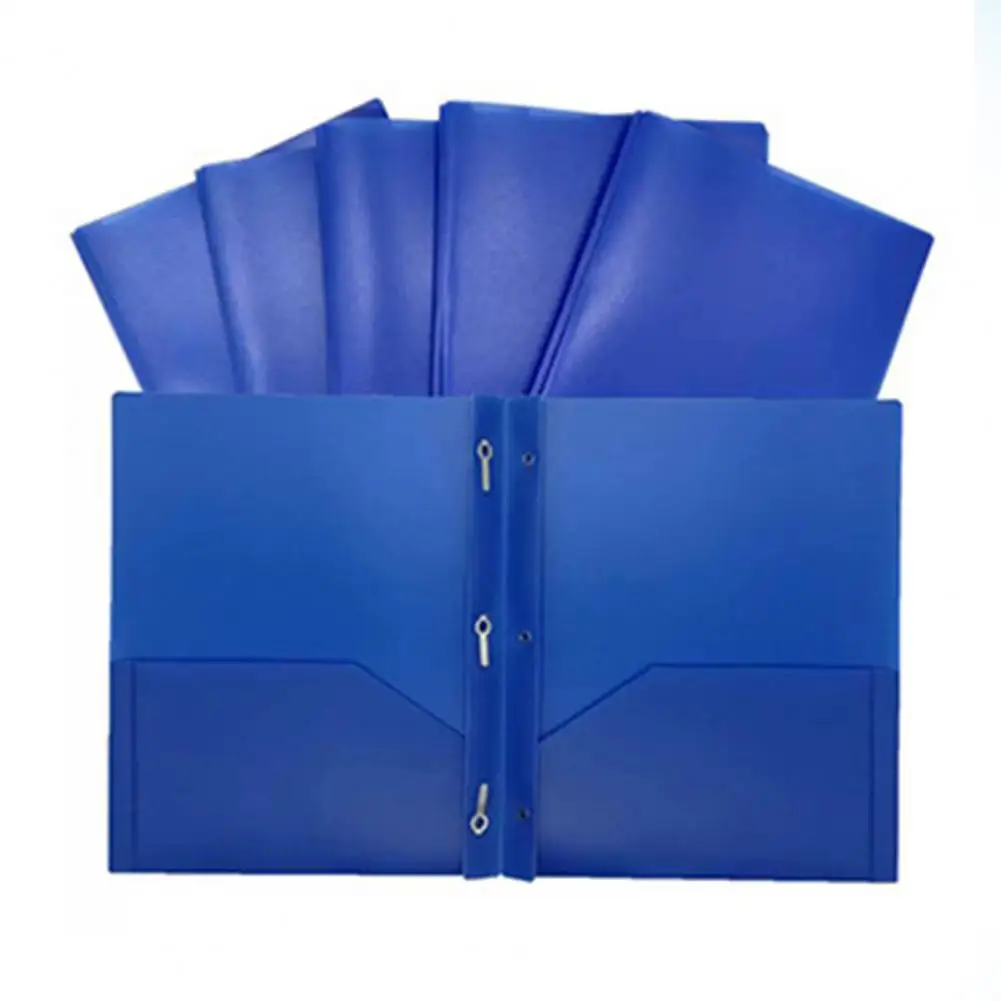 Document Storage Pocket Folder Waterproof Tear-resistant A4 Size File Folder with Pockets Prong Fasteners for Documents