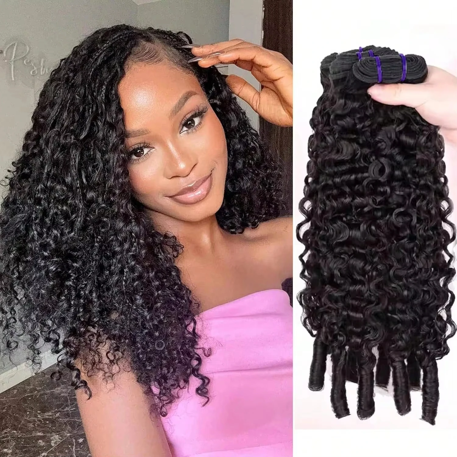 Burmese Curly Hair Bundles Burmese Virgin Raw Human Hair Bundles Unprocessed Weaving Water Wave Curly Hair Extensions