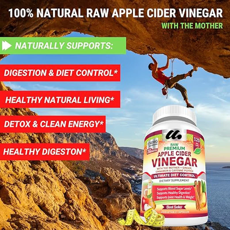 Apple cider vinegar capsules are 100% natural - an ideal choice for healthy living, detoxification, and digestion