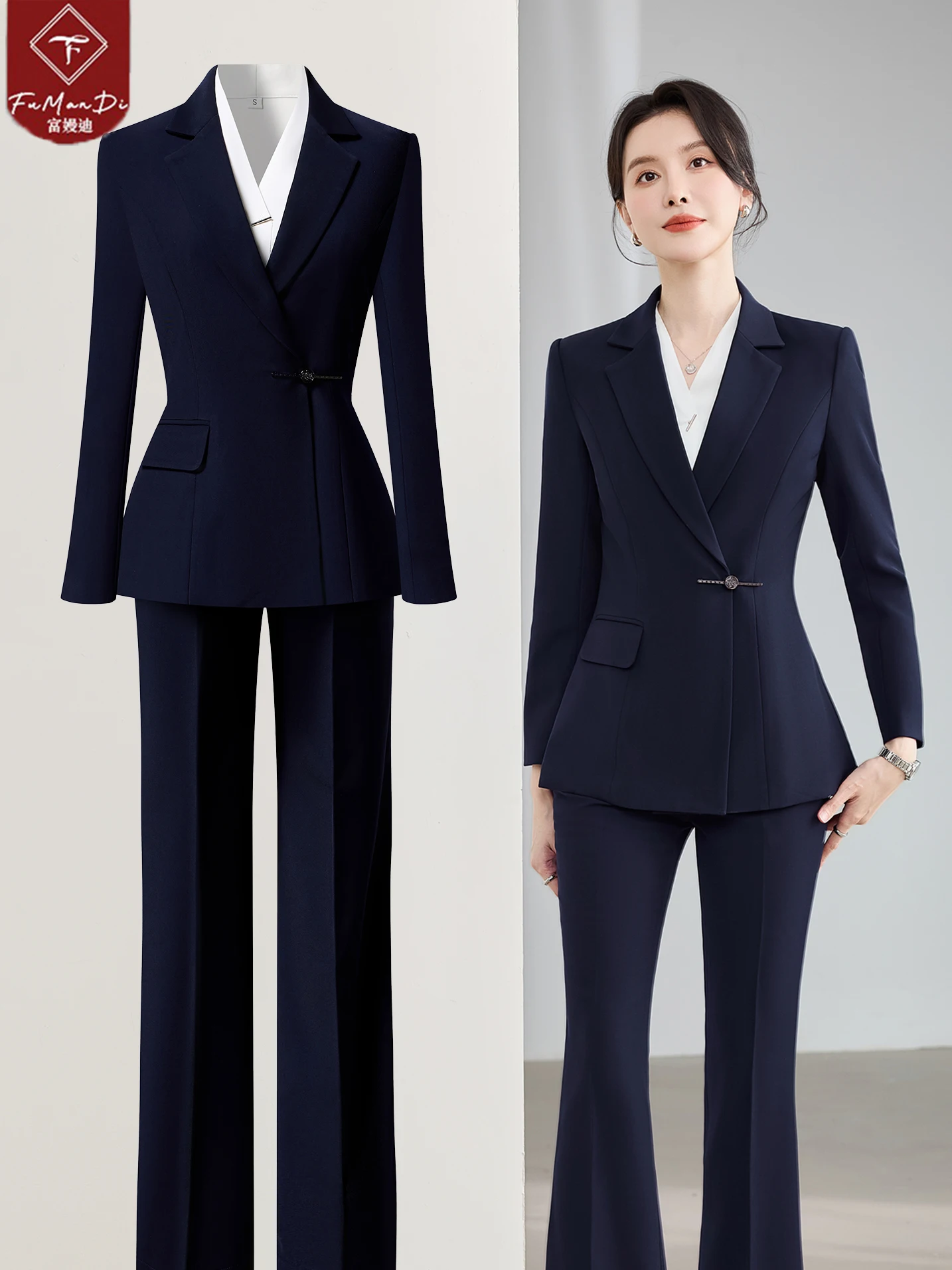 Elegant Black Suit Set Women's Design Business Formal Fitted Waist Workwear Commute Interview Office Fashion Polyester