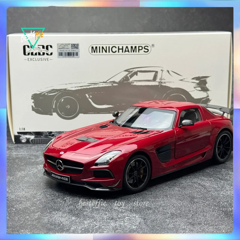 Minichamps Car Model 1/18 Benz Amg Sls Black Series Gt Car Simulation Model Room Display Ornament Model Boy Collection Toy Gift