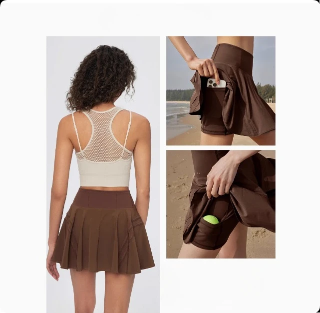 

New in Women's High Waisted Tennis Skirt Whit Safety Inner Shorts Yoga Golf Sports Pocket Comfortable Breathable Sport Skirt