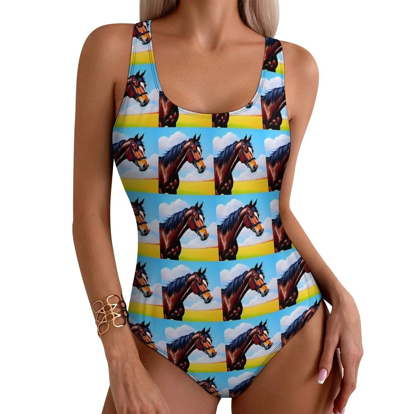 

Funny Horse Swimsuit Sexy Animal Print Female Swimwear One Piece Trend Swimsuits Sport Push Up High Cut Bathing Suits