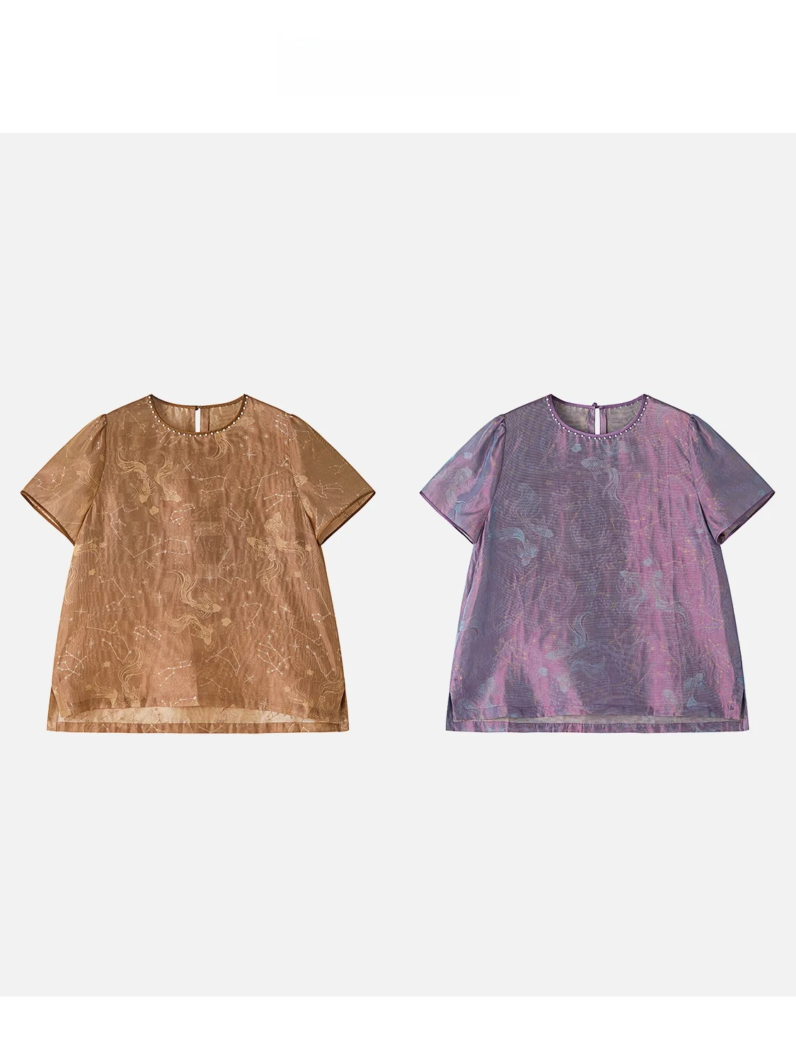 

New 2025 Jingjing2025 Chinese Sle Top Cloud Silk Brocade Satin Surface Golden Sc Astrology Map New Sle Silk Top