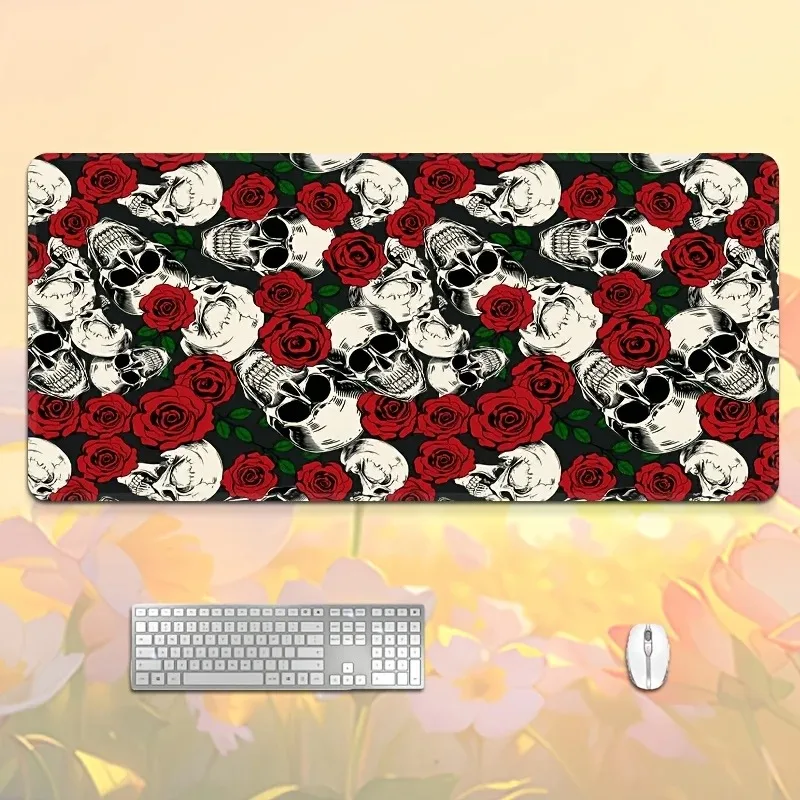 

Большой игровой коврик для мыши CIFbuy, нескользящий коврик для стола с дизайном в виде черепа с красной розой для офиса, ПК и игрового декора