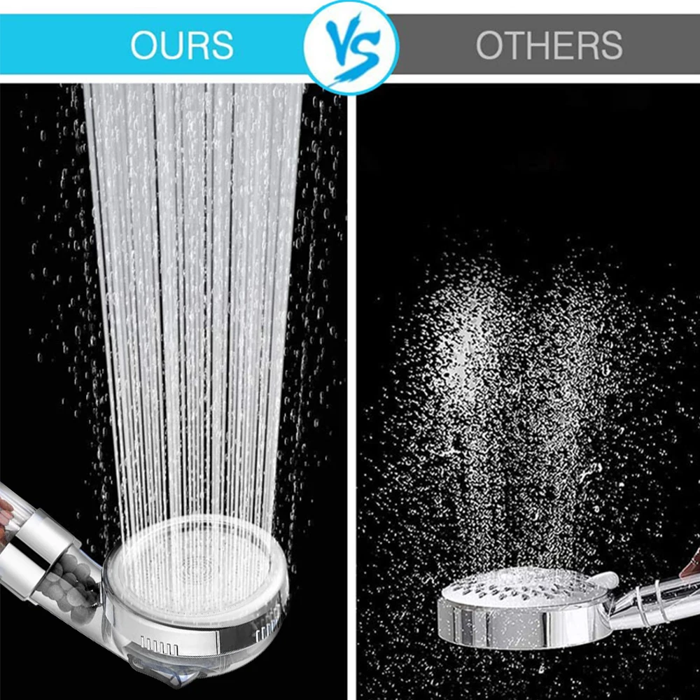 

Zhangji 3 Functions High Pressure SPA Shower Head Water Saving Handheld Rainfall Bathroom Accessory Anion Filter Shower