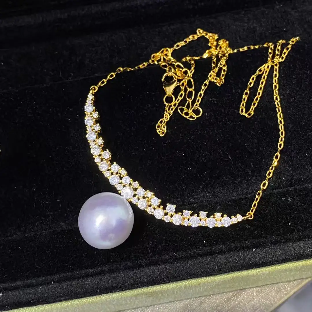 S925 Sterling Silver Necklace Findings Jewelry Base Settings Mountings Parts Mounts for 12-13mm Pearls Stones 5pcs/lot