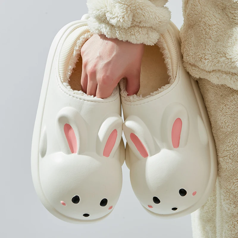 YISHEN Slippers For Kids Girls Winter Waterproof Warm Slides Indoor Bedroom Non-Slip Cozy Cute Bunny Shoe Chaussons Pour Enfants