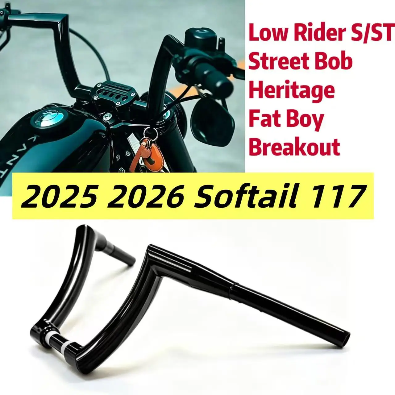 2025 2026 Harley Softail 117, руль Outlaw Z-Bar 1-1/2