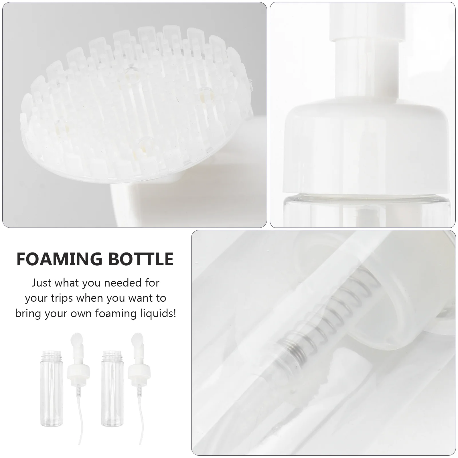 2pcs Foam Bottle Cleanser Brush Set Empty Sub Bottles For Travel Soap Shampoo Shower Gel Facial Wash Refillable Leakproof