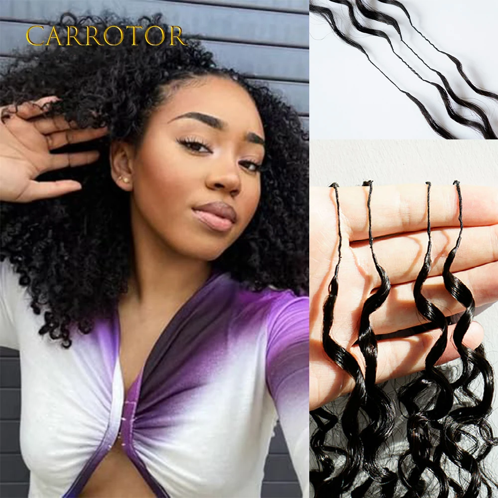 Ekstensi Rambut Keriting Kinky Feather Tanpa Simpul, Ekstensi Rambut Crochet Pra-Pemisah, Rambut Keriting Burma, Rambut Virgin 100% Asli Manusia