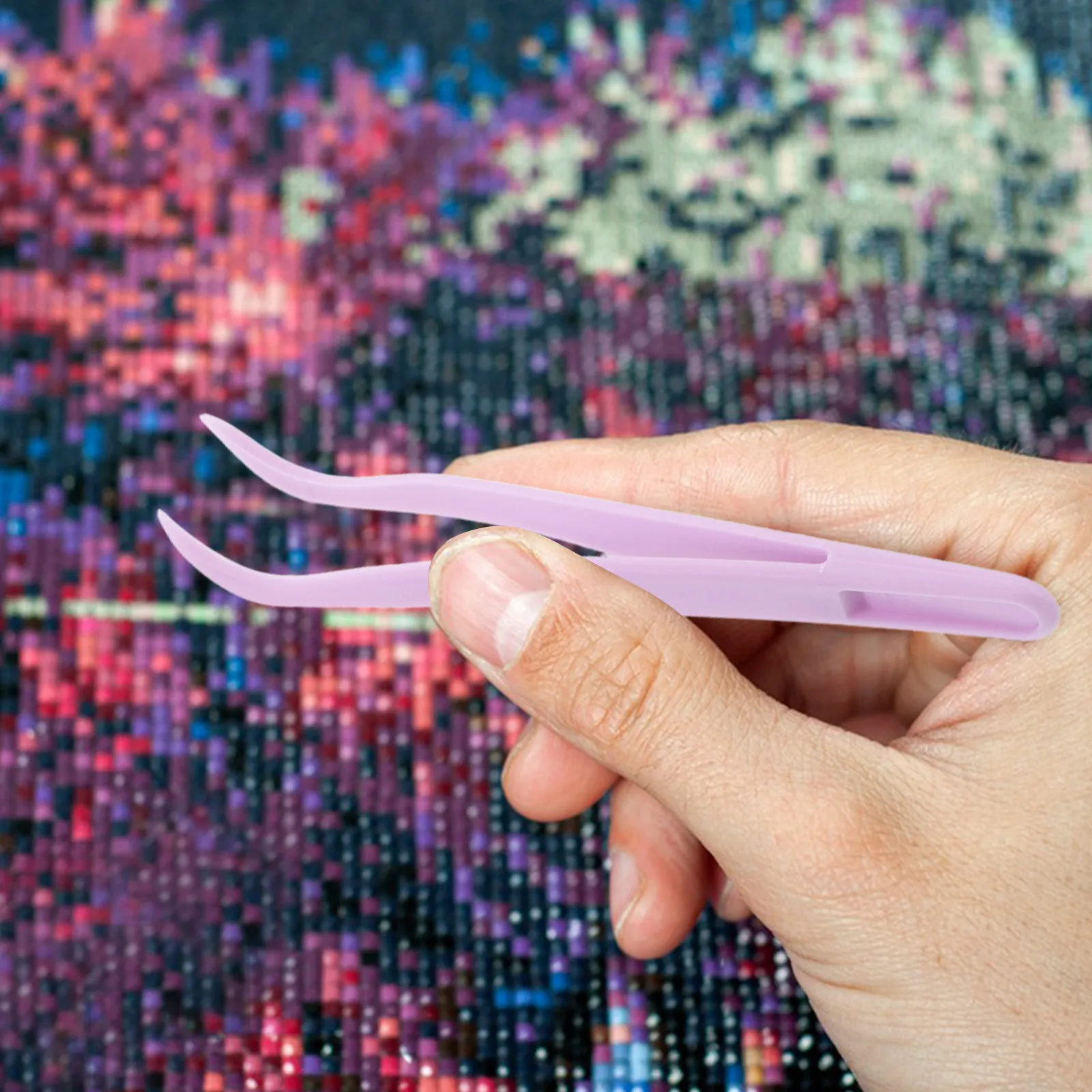 

50pcs Plastic Bead Tweezers Curved Tip For Jewelry Making Craft Beading Tools Adults Bent Tweezers For