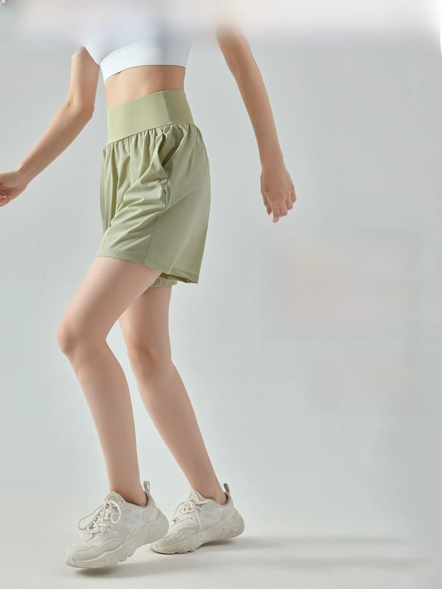   Frau Spor Orts Damen Sommer Lose Hohe Taille Yoga Fünf-Viertel Hosen Qui Dry Outdoor Laufen Fitn Hosen