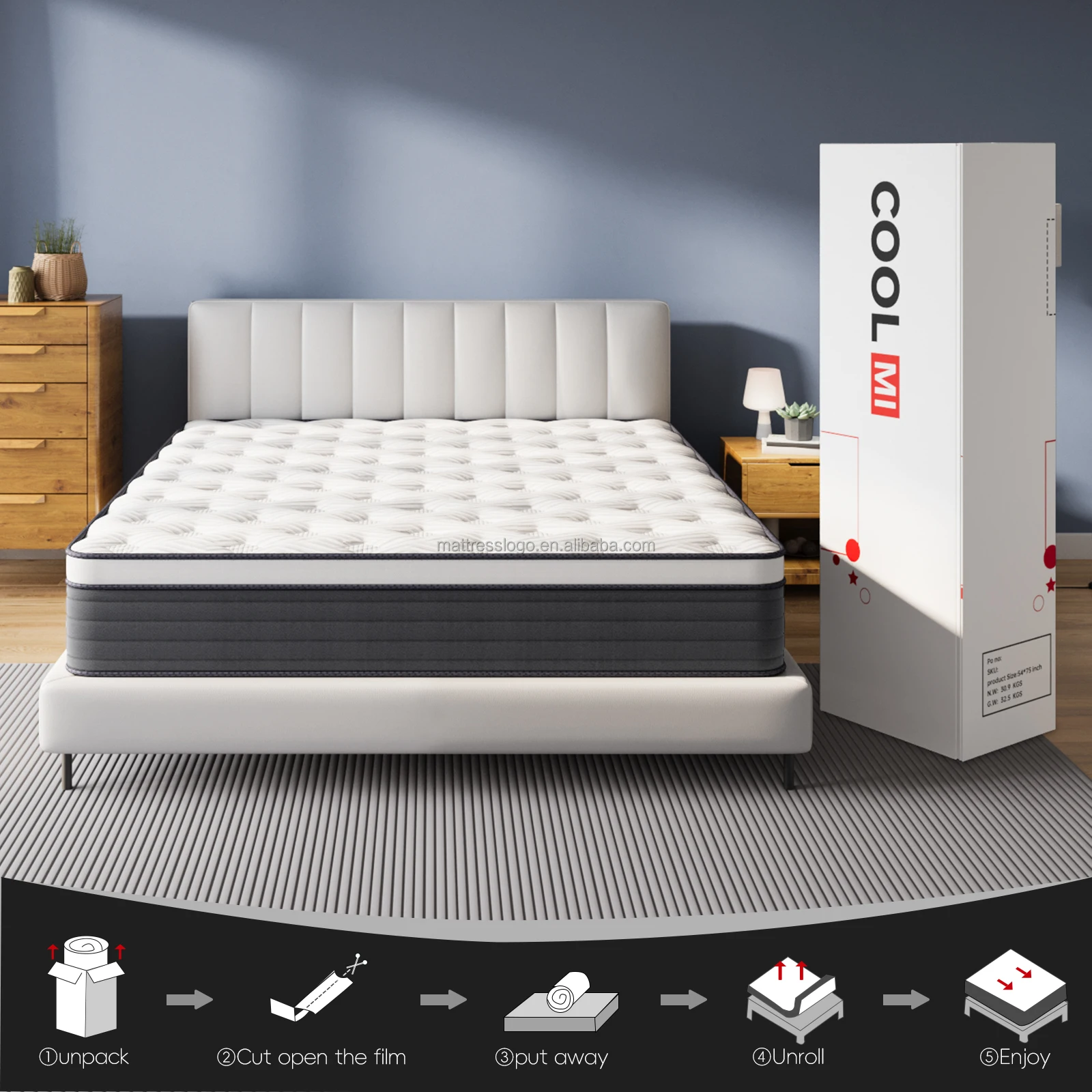 High Quality Mattresses Pocket Spring High Density Gel Memory Foam Hotel Bed Mattress Full size custom mattress King Luxury