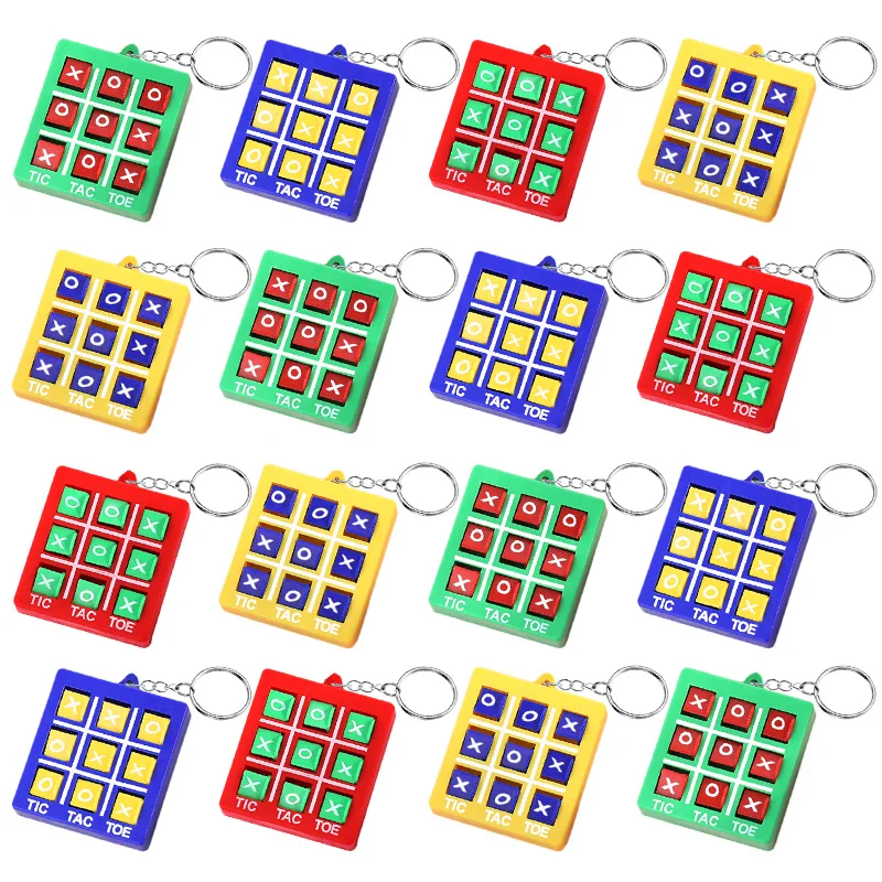 4-16pcs Tic Tac Toe Game Keychain Kids Educational Toy Birthday Party Favors for guest Goodie Bag Pinata Filler Classroom Prizes