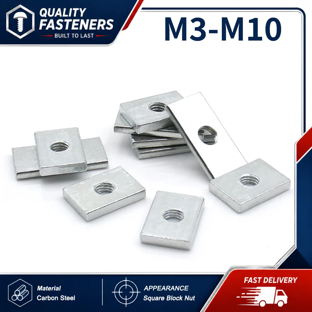 2-30PCS White Zinc Plated Carbon Steel Right Angle Rectangle Block Nuts Hardware Fastener M3 M4 M5 M6 M8 M10