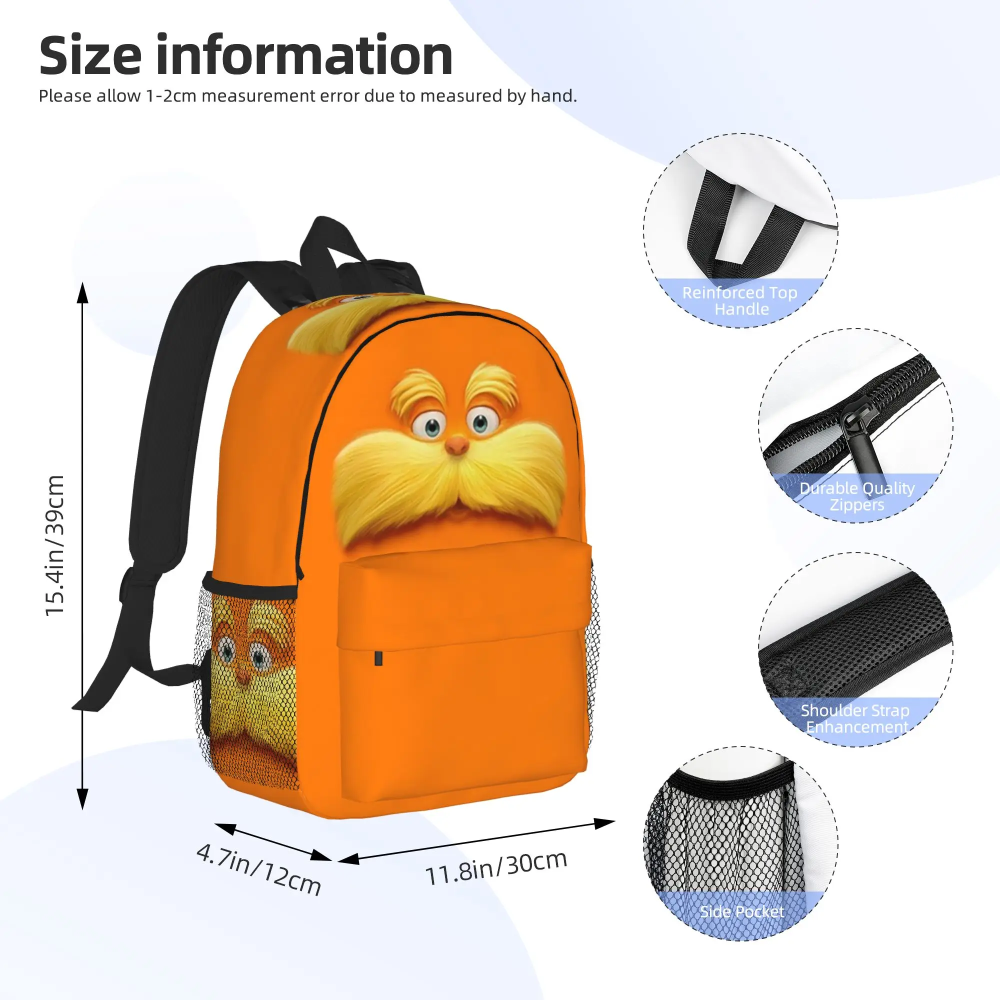 Lorax Backpack Hot Sale Daypack Large Capacity Boys Girls BookBag Shoulder Bags for Men Women School Bag