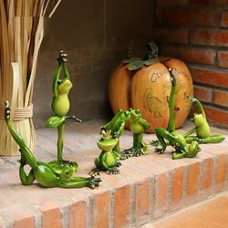 Yoga Frog Statue Resin Figurine Office Home Decoration Desktop Decor Handmade Crafts Sculpture Entrance Wine Cabinet Ornaments