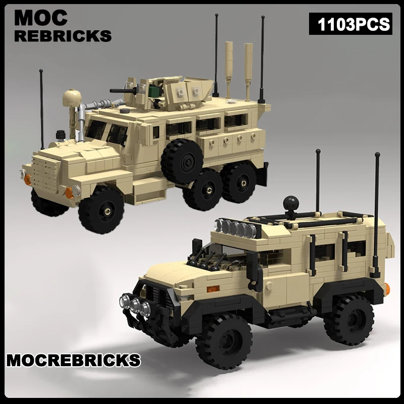 

Military Series Textron Land & Marine Systems Tiger Cougar 6x6 MRAP Armored Vehicle MOC Building Block Model Toy Brick Xmas Gift