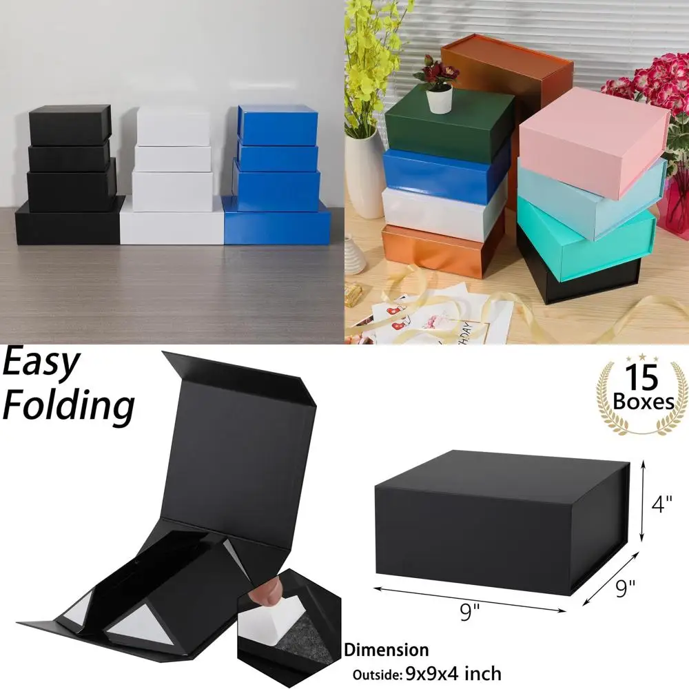 

Роскошные подарочные коробки с магнитной застежкой, 15 штук, 9x9x4 дюйма, идеально подходят для предложений подружкам невесты и свадебных сувениров.