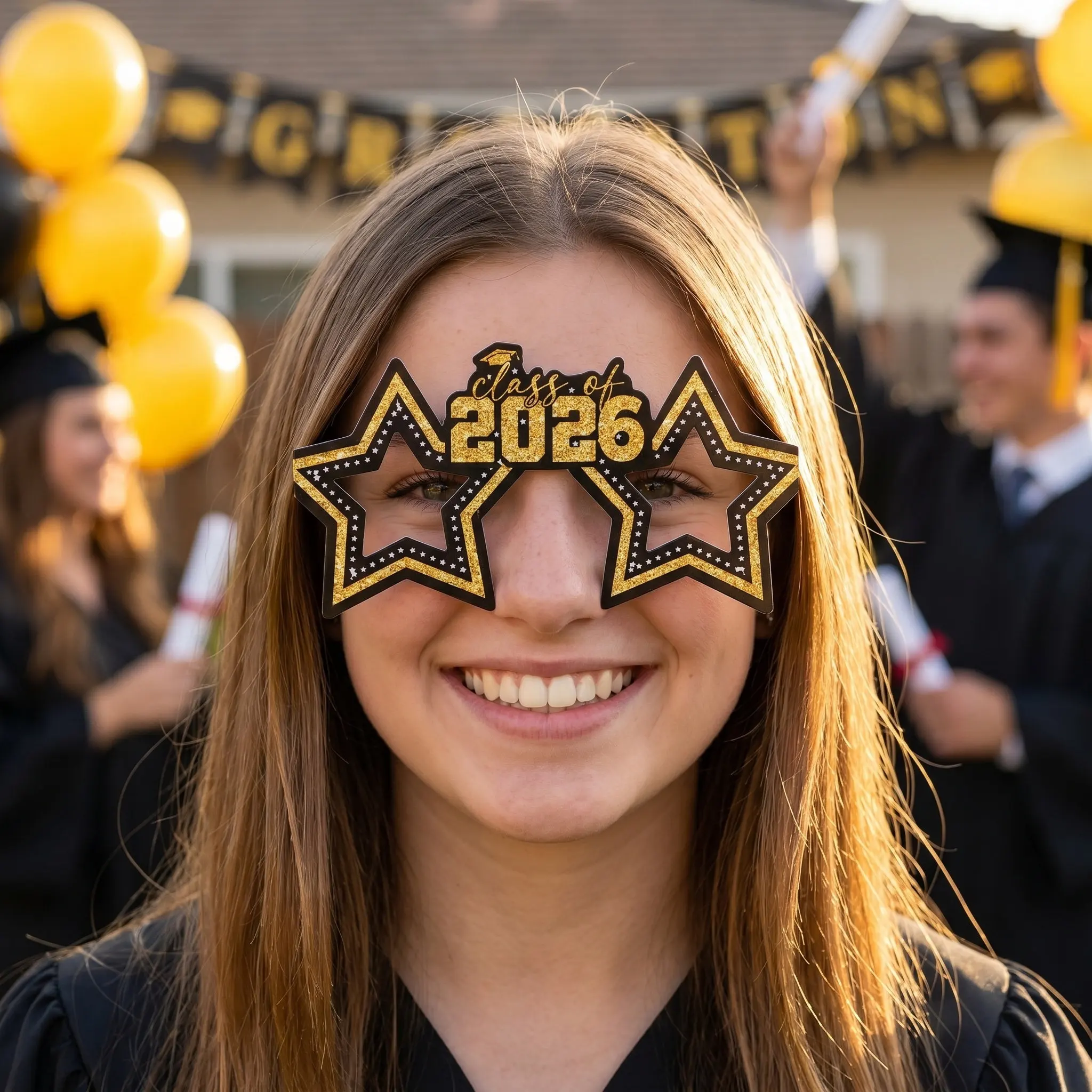6Pcs Graduation Photo Booth Props Paper Eyeglasses Graduation Party Supplies Fun Photography Props for 2026 Students