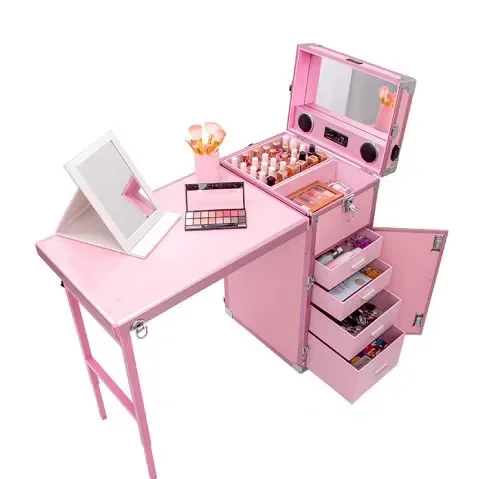 Portable Makeup Artist Nail Tables Foldable Nail Manicure Table Salon Furniture Creative Multi-function Pull Rod Makeup