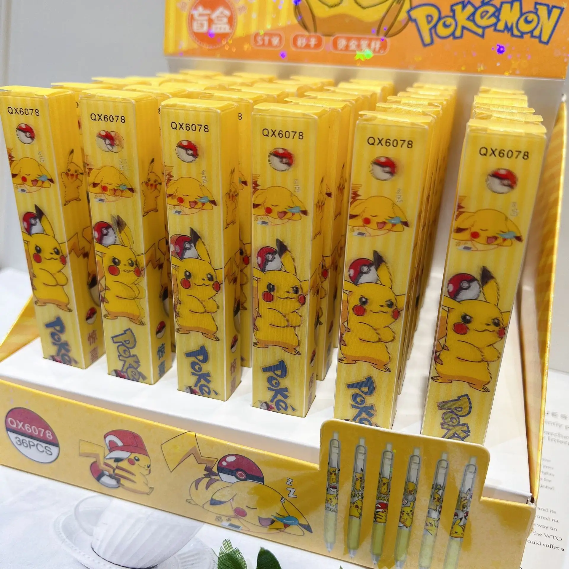 36pcs Pokemon Pikachu Cartoon Kawaii Gel Pen 0.5mm Cute Stationary Supplies Office Accessories Pen Supplies Toys