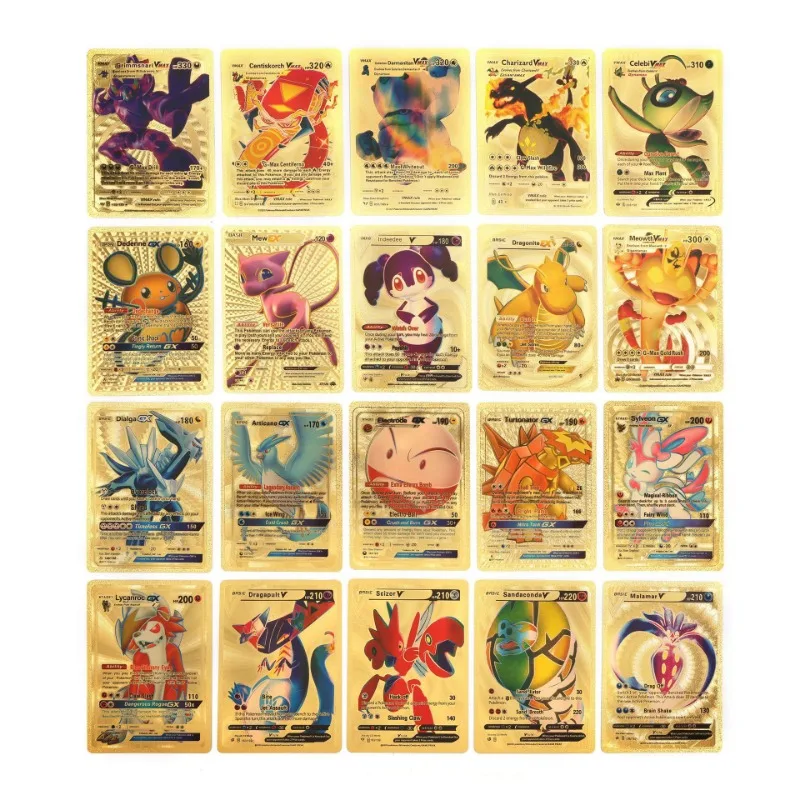 Carte Pokémon sans anticorps, cartes de combat, cadeau de collection rare, anglais, espagnol, français, allemand, or, VAMX, GX, Pikachu, Charizard,