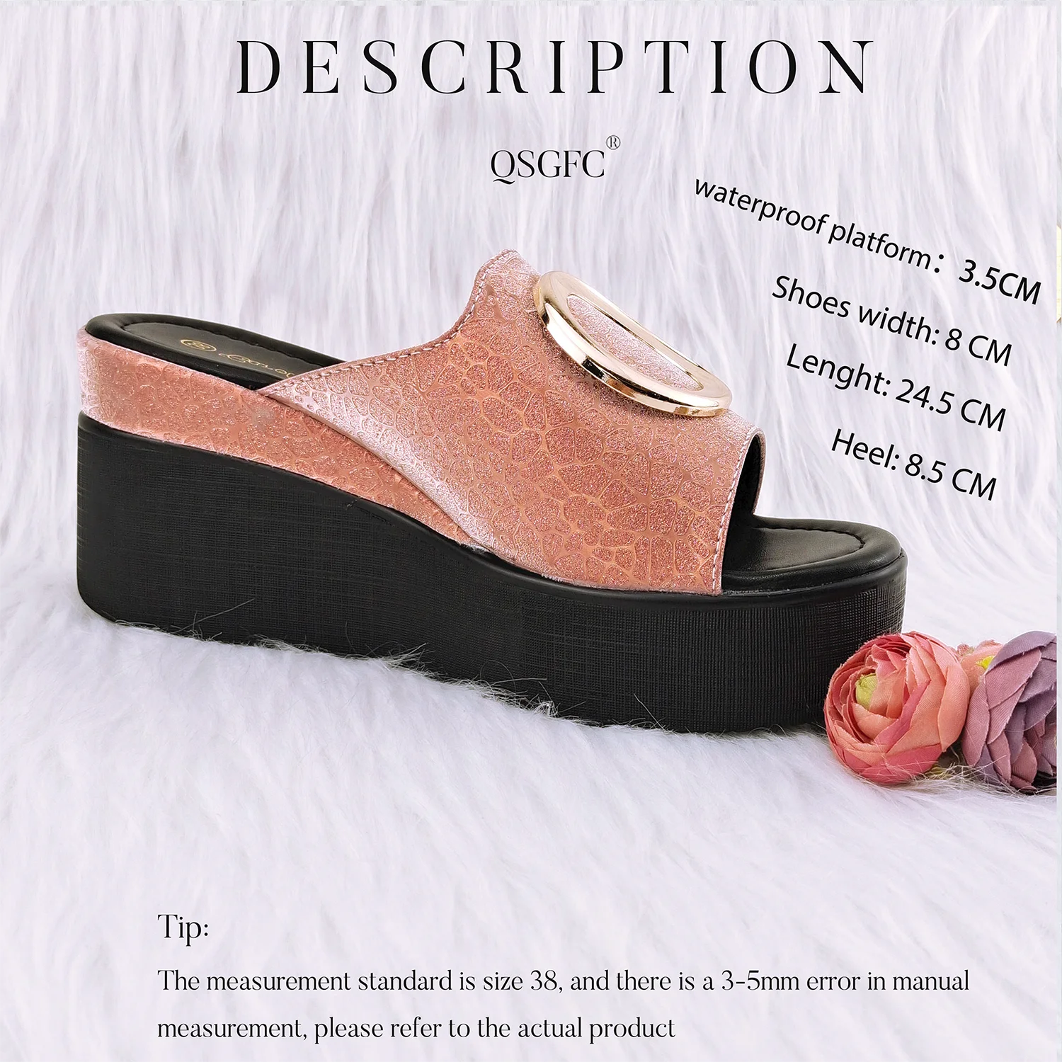 QSGFC New Brilliance Pattern With Metal Decoration With Waterproof Platform Ladies Sandals Shoes Bag Set Women Shoes