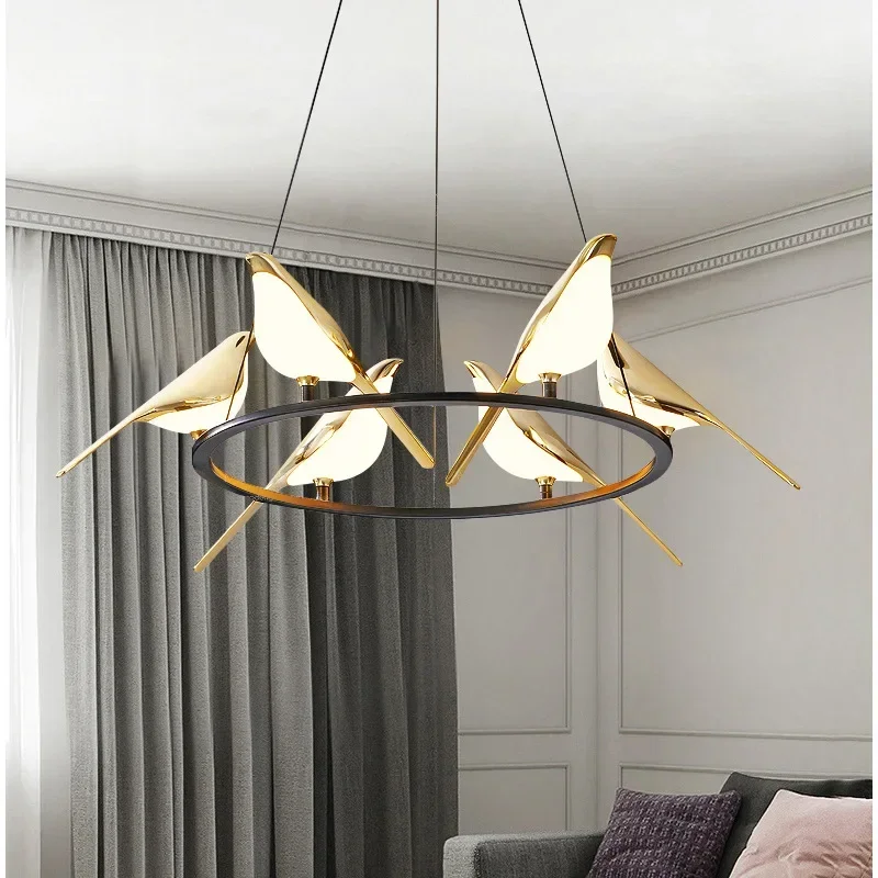 Magpie Ceiling Chandelier Modern Luxury Bedroom Bird Led Lights Creative Living Dining Table Lamps for Room Home-appliance Decor