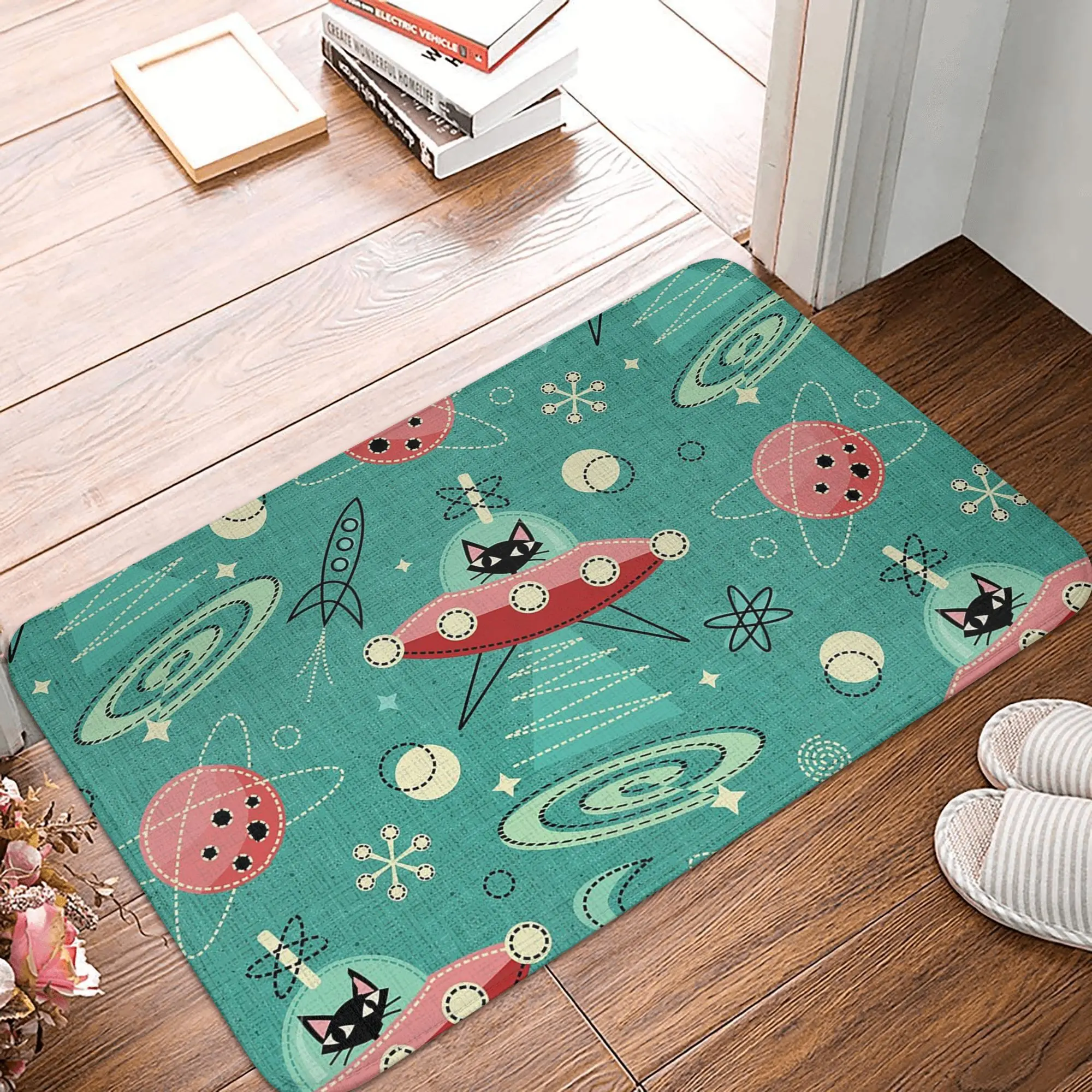 My Kitty Drives a UFO  Atomic Space Cat Non-slip Doormat Floor Mat  Rug for Kitchen Entrance Home Living room Footpad Mats