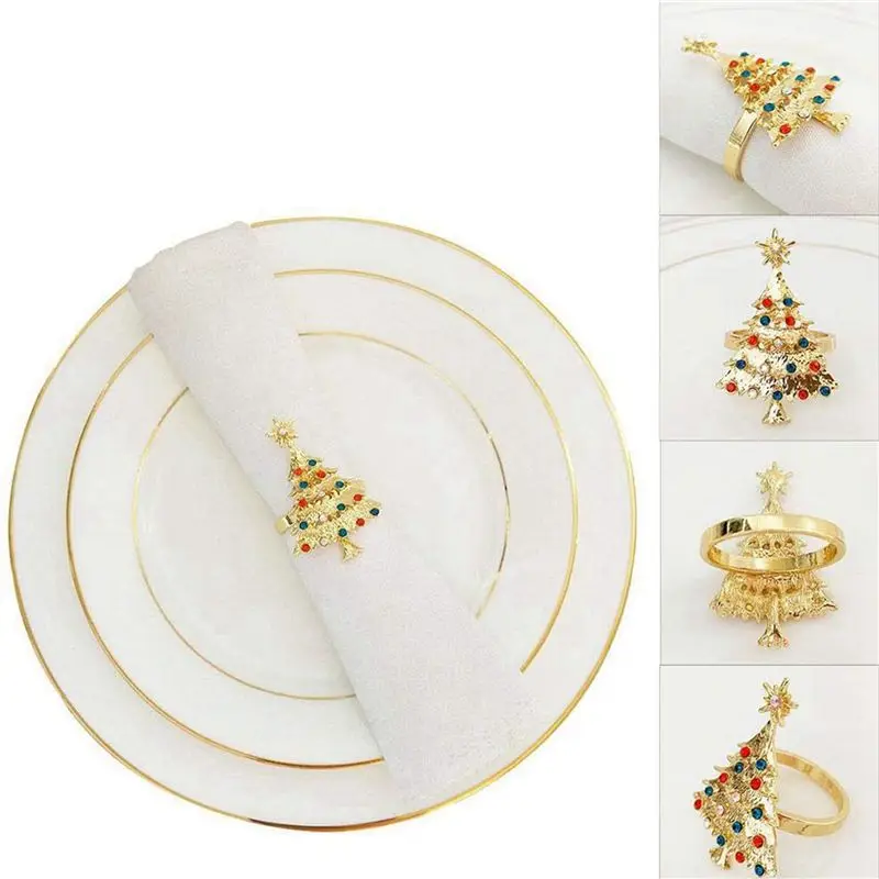 ABWZ-24Pcs Christmas Napkin Button Napkin Ring Napkin Ring Cloth Ring Diamond Christmas Napkin Rings