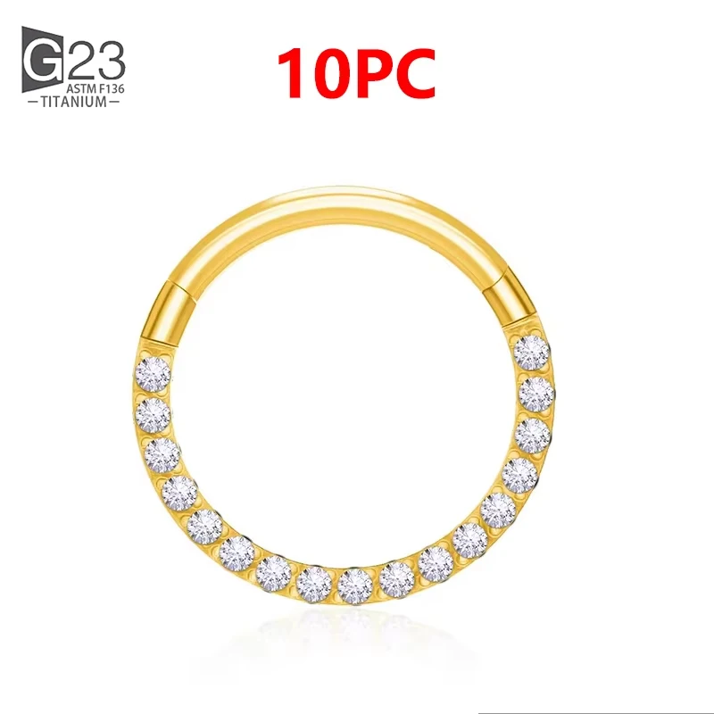 1/10 Stuks G23 Titanium 14G/16G/18G Neuspiercings Scharnierende Segment oorkraakbeen Tragus Oorbellen Hoops Septum Clicker Piercing Sieraden