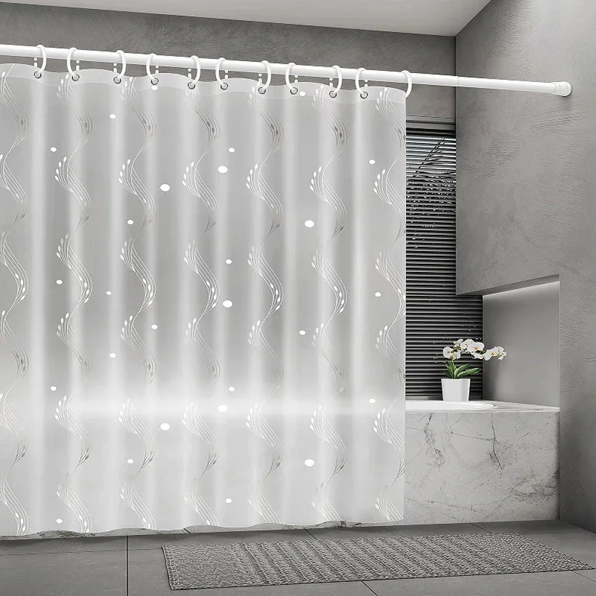 Translucent PEVA Shower Curtain Thick Waterproof Bathroom Liner with Hooks
