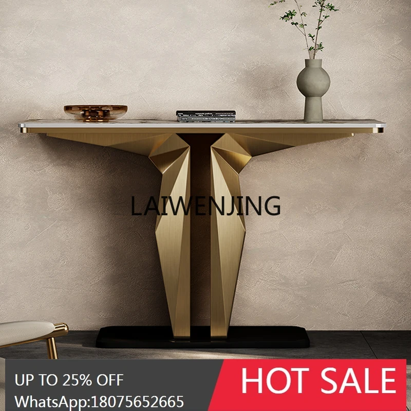 

light luxury entrance table against the wall strip slate end view table