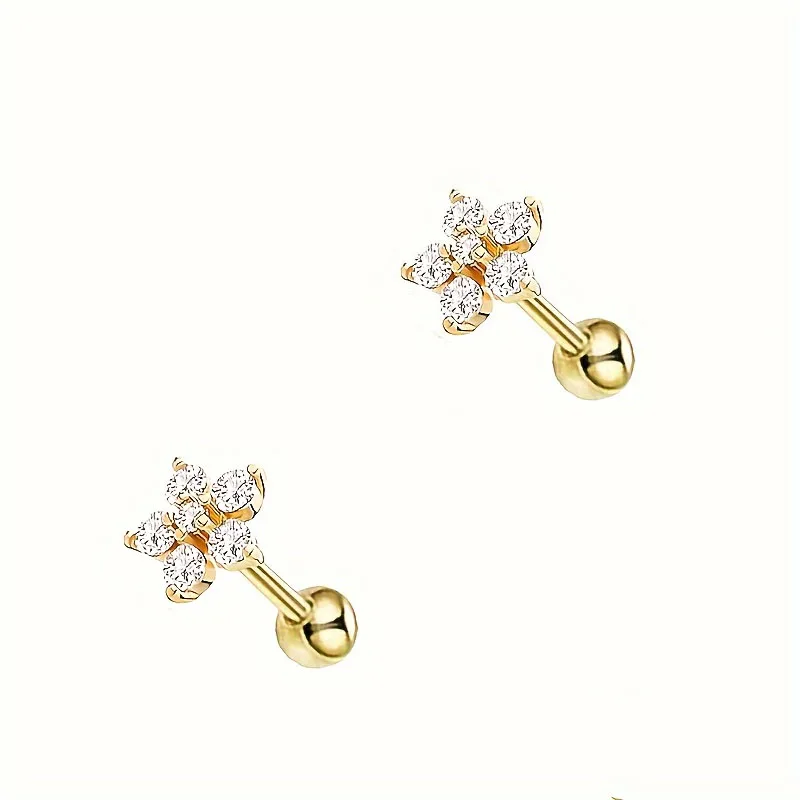 1 pair of delicate little Daisy flower ear bone spikes screw 2024 new fashion sweet temperament earrings female stainless steel