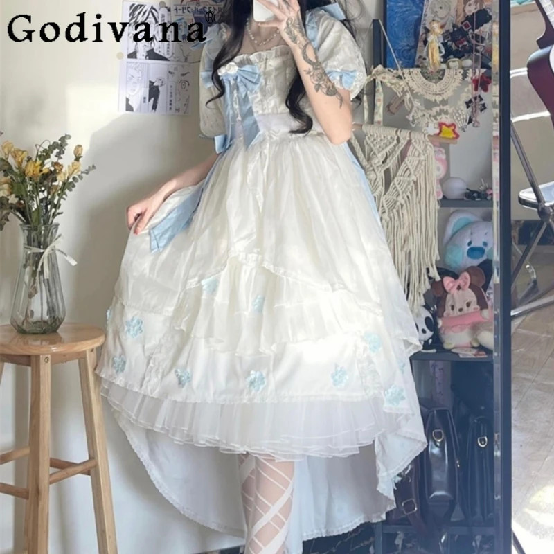 

Japanese Style Lolita Daily Princess Dress Female Lolita Birthday Wedding Adult Dress Women's High Street Bow Design Dress