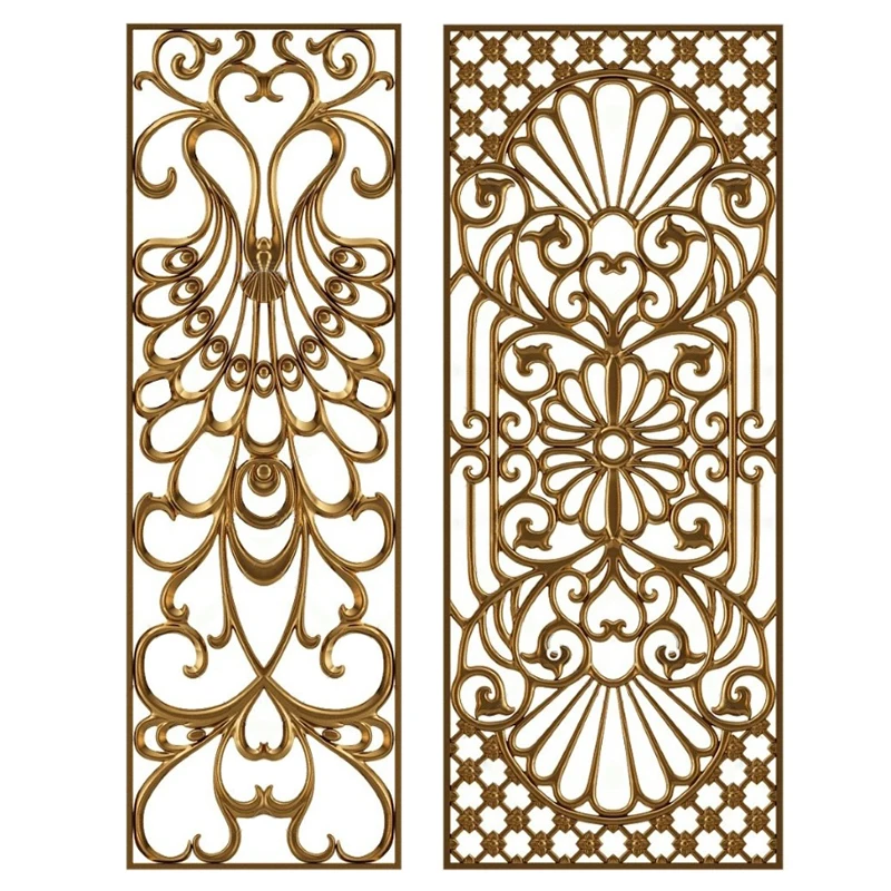 

European stainless steel screen Internet celebrity light luxury partition metal hollow floating carving entrance American living