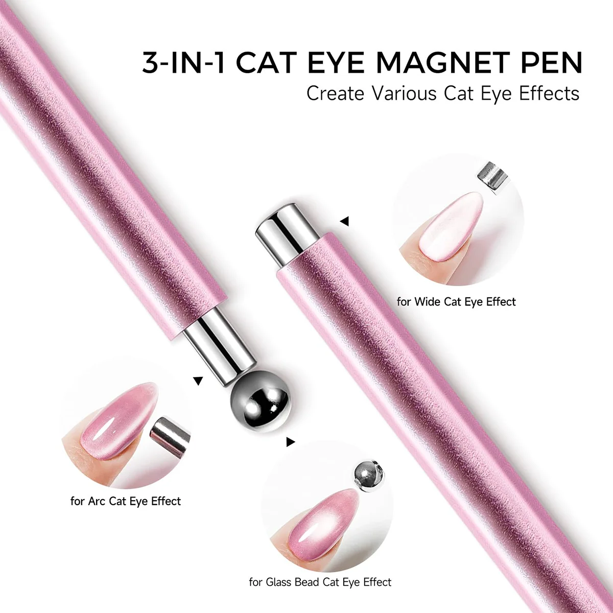 7-teiliges Katzenaugen-Nagelmagnet-Werkzeugset, magnetische Gel-Nagellack-Kunstwerkzeuge für French Tip, Herz-, Blumen- und Linien-Effekte – Detail 2