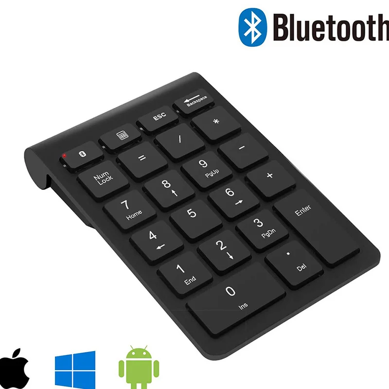 Bluetooth Wireless Numeric Keypad Portable Mini 22 Keys Number Keyboard External Number Pad for Laptop Tablet Computer