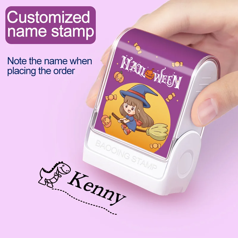 Benutzerdefinierter Halloween-Namensstempel für Babykleidung |   Personalisiertes wiederverwendbares Etiketten-Set aus Stoff |   Ungiftige wasserdichte Tintenversiegelung |   DIY-Geschenk