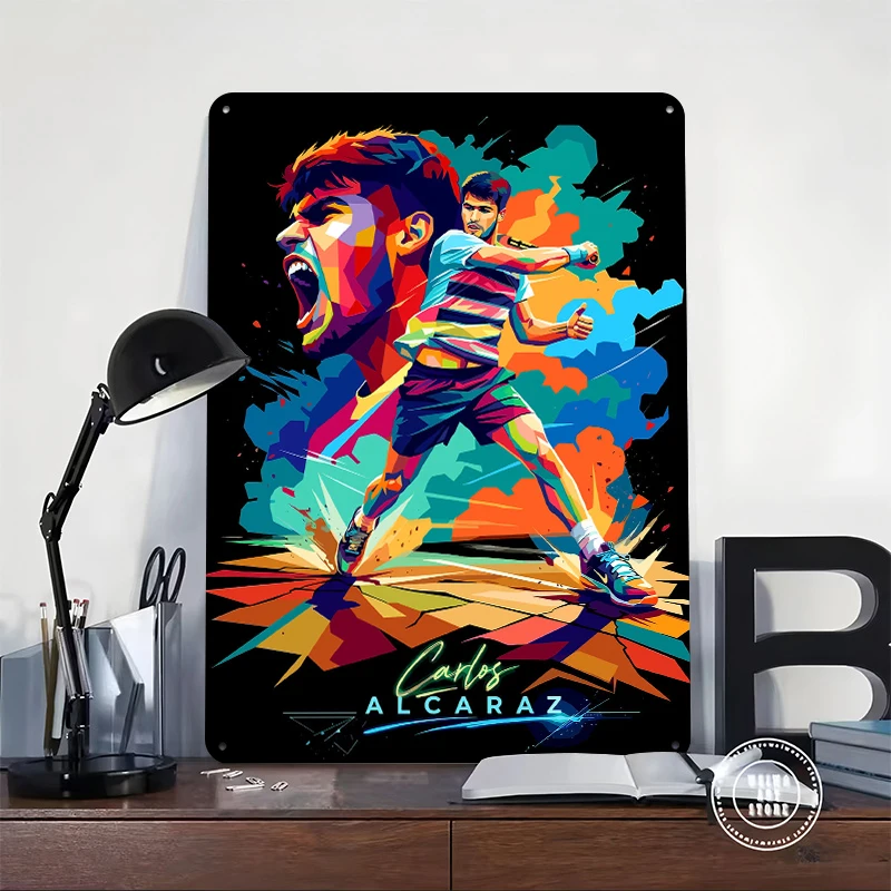 Carlos Alcaraz Tennis Art Tinplate Poster Customized Wall Art Retro Vintage Metal Signs for Fans Bathroom Decor Room House Home