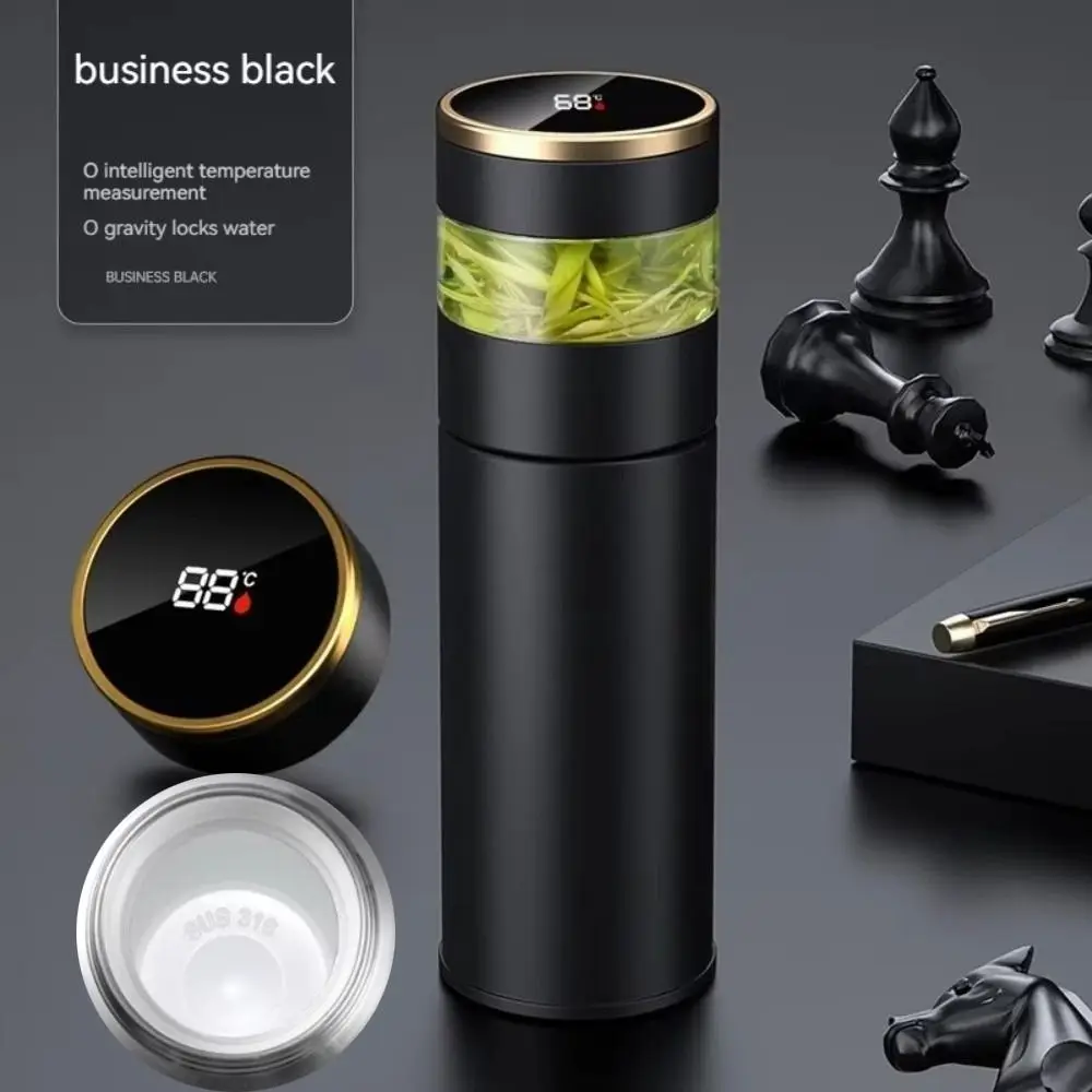 

Светодиодный дисплей температуры с керамическим покрытием, изолированная чашка из нержавеющей стали, разделение воды для чая, бутылка для заварки чая, 450 мл, герметичная